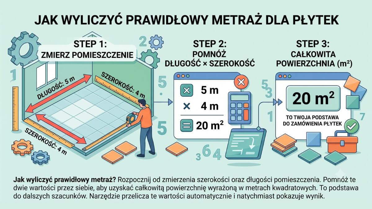 Schemat mierzenia podłogi przed układaniem płytek